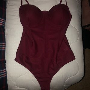 Fashion Nova Burgundy Bodysuit